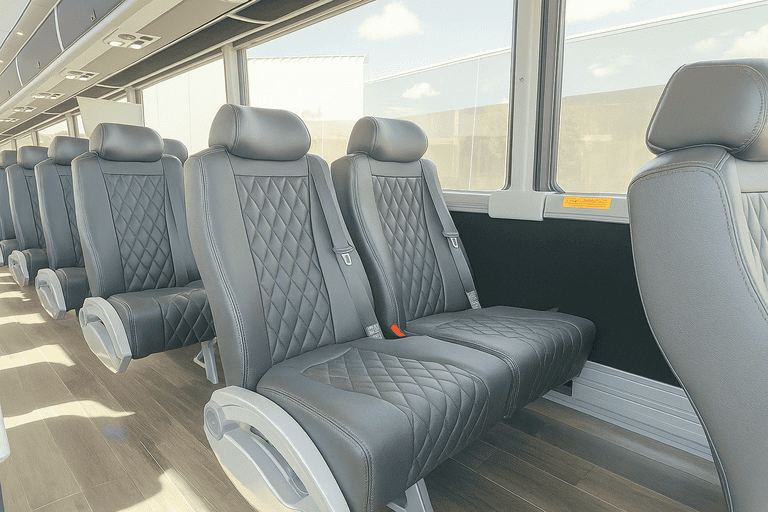interior of Mount Pleasant Coach Bus Service charter bus