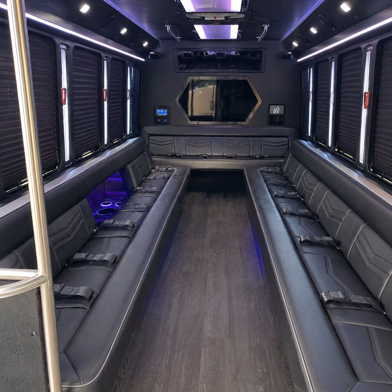 mount pleasant 18 passenger party bus interior