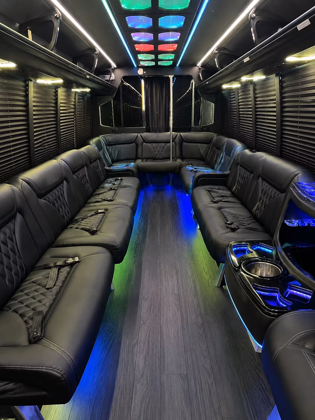 mount pleasant 20 passenger party bus interior