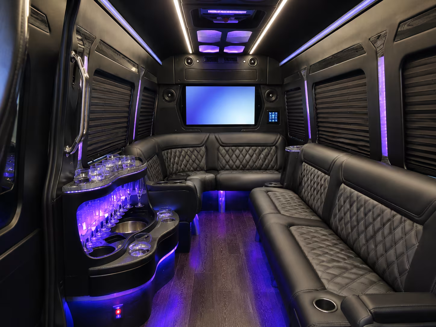mount pleasant 28 passenger party bus inside