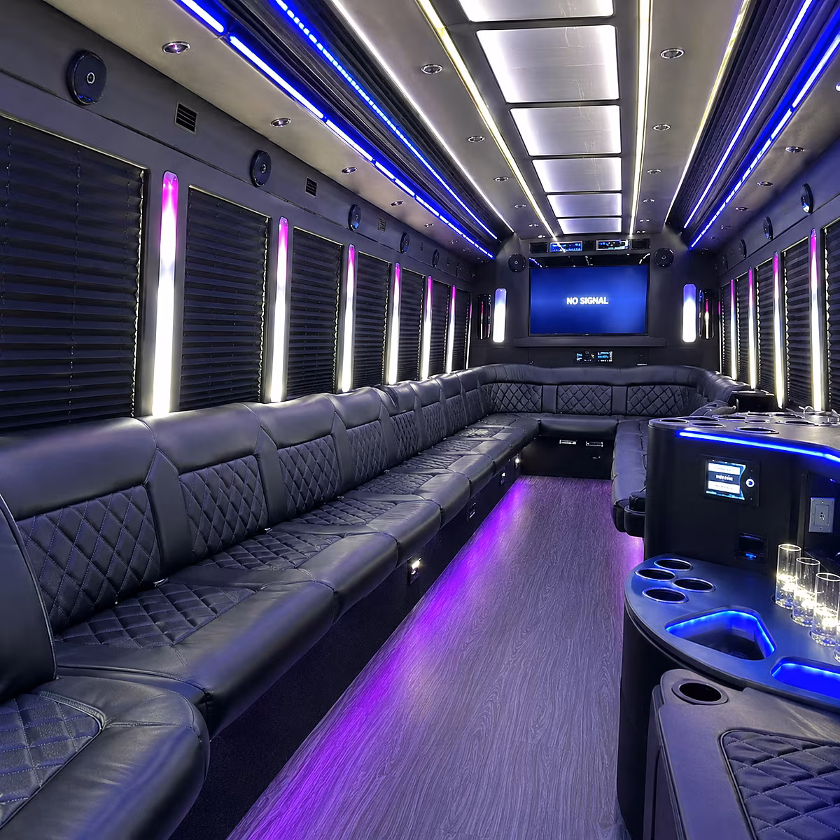 mount pleasant 30 passenger party bus inside